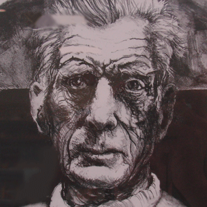 lithograph of Samuel Beckett's face