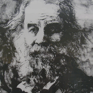 Lithograph of Walt Whitman's face