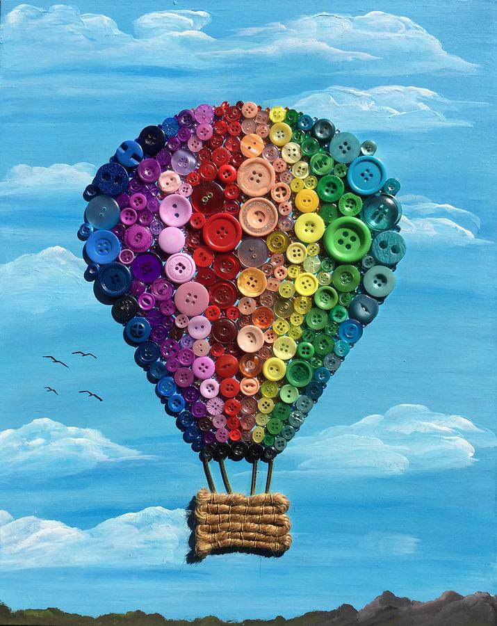 Hot Air Balloon made with buttons