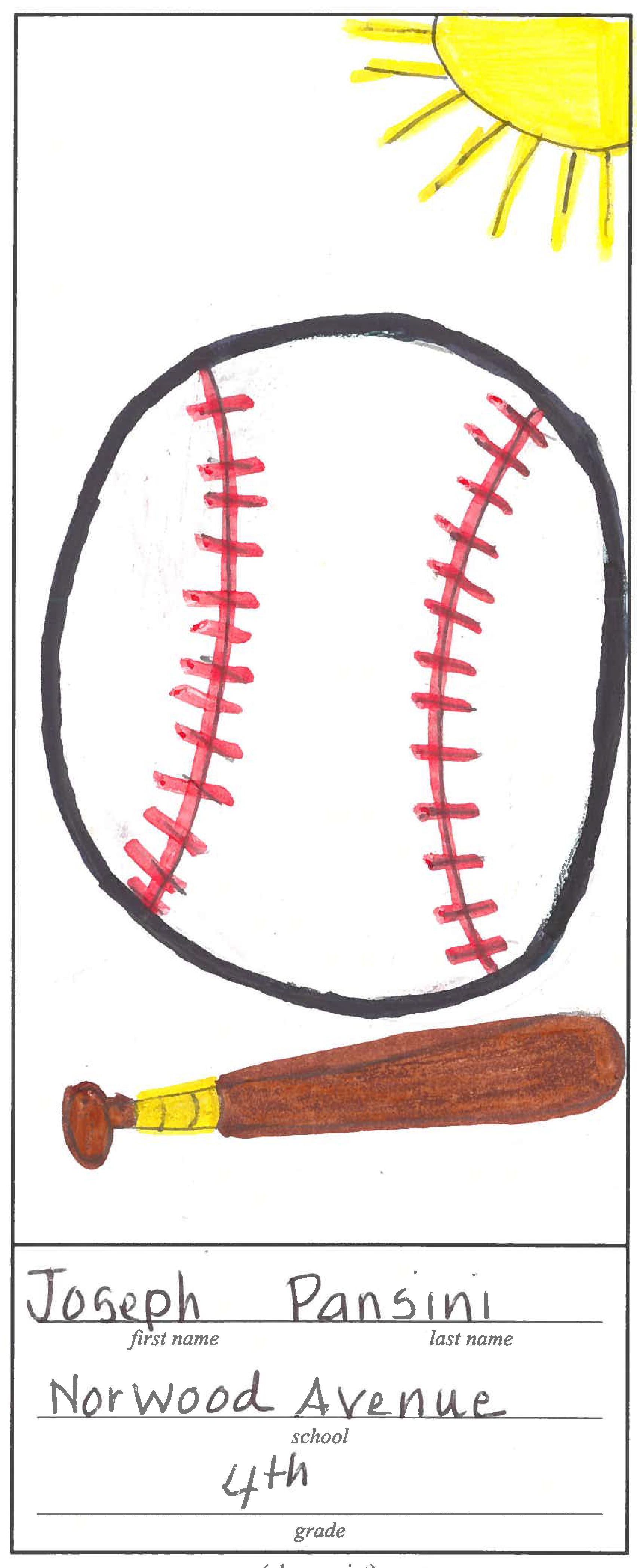  Joseph Pansini baseball and bat