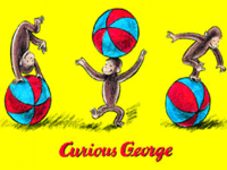 Curious George art with yellow background