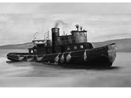 A painting depicted the Gwendoline Steers tugboat that sank during an ice storm