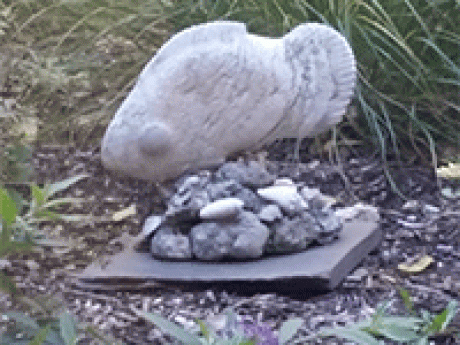 Rockfish sculpture depicting a fish and a pile of rocks