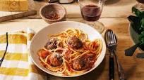 Eggplant meatballs and spaghetti